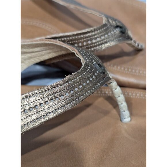 OluKai Women’s Leather Flip Flops/Sandals/Thongs Gold Straps Size 9 - Picture 13 of 16